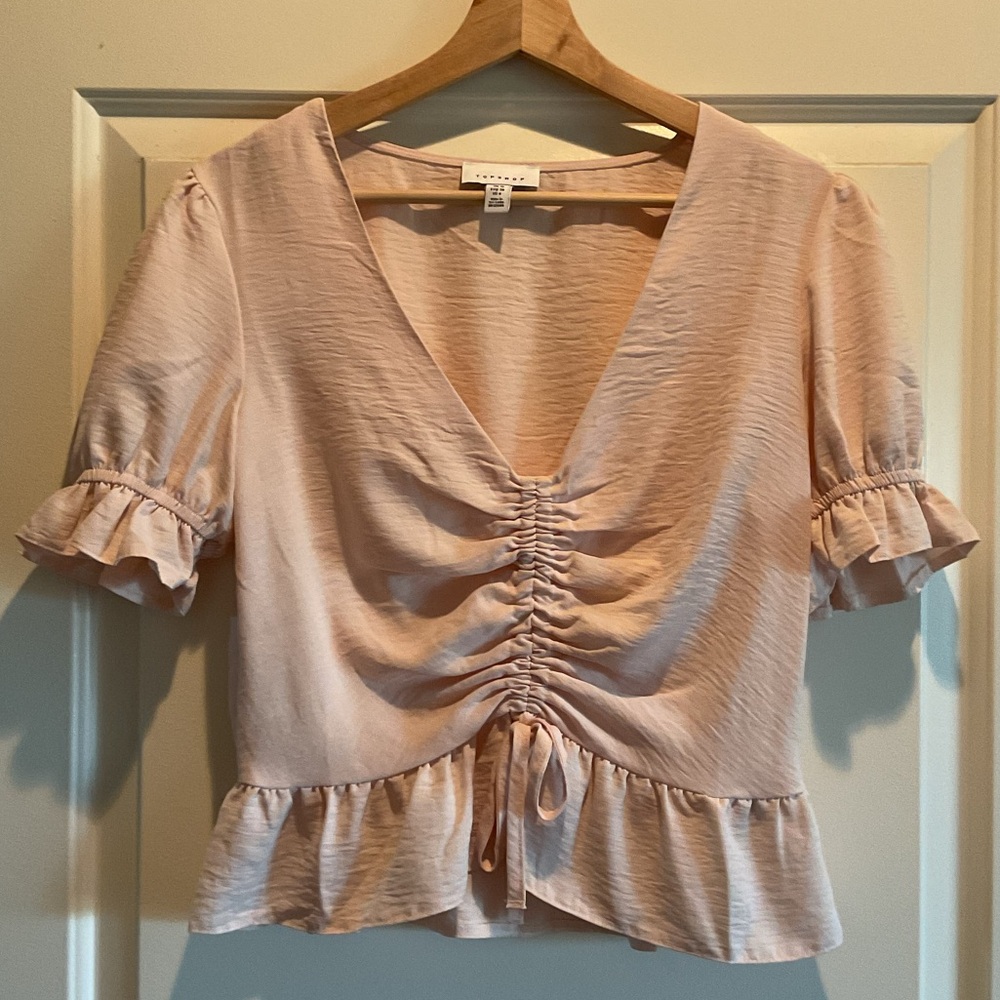Topshop Blush Ruched Blouse